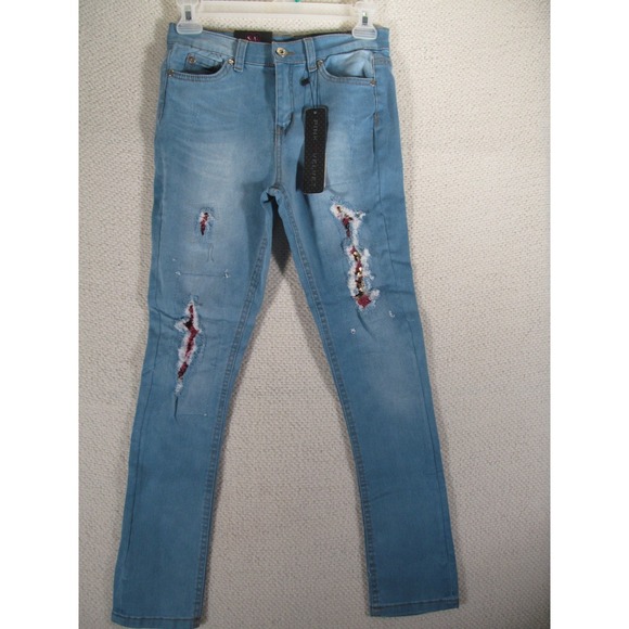 Pink Velvet Youth Girls Size 14 Distressed Pink Sequins  Skinny Fit NWT - Picture 1 of 13